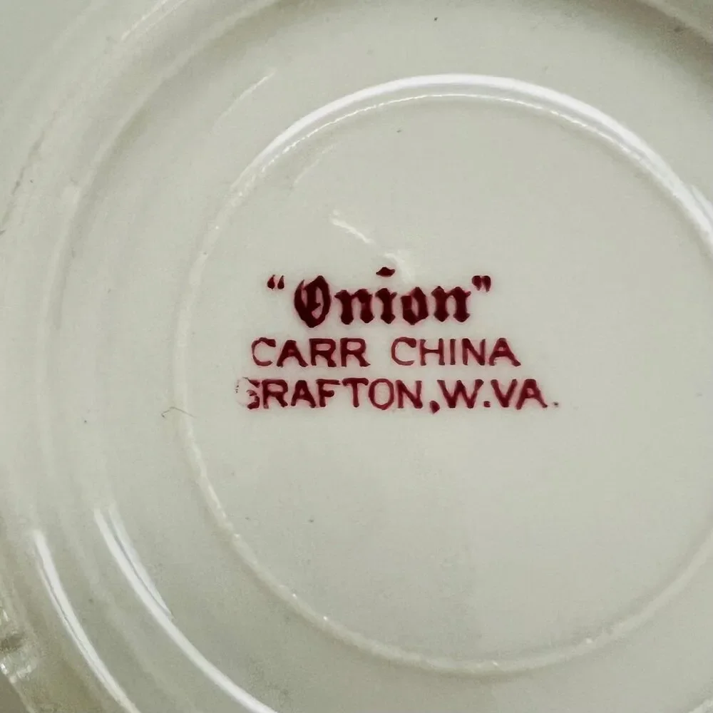 CARR CHINA Red Onion Saucers, Set of 3